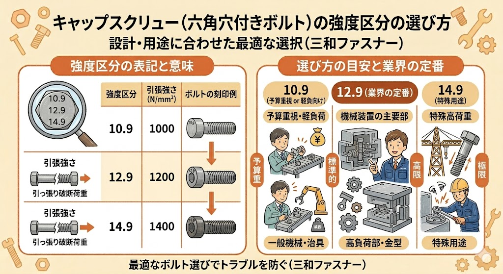 キャップスクリュー（六角穴付きボルト）の強度区分の選び方