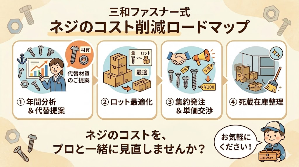 三和ファスナー式 ネジのコスト削減ロードマップ