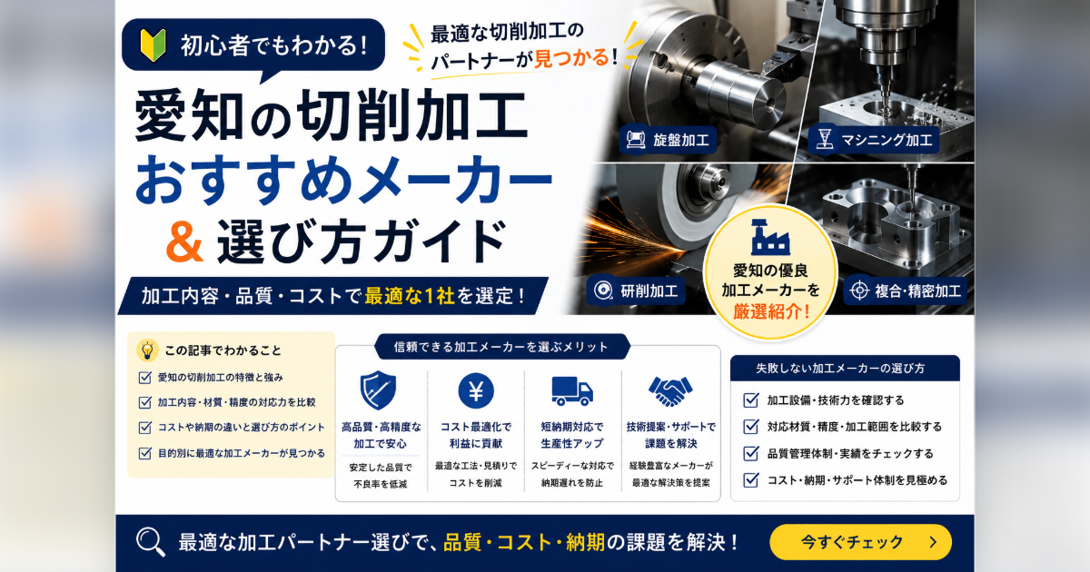 愛知県で切削加工品を発注するときの専門商社の選び方のサムネイル