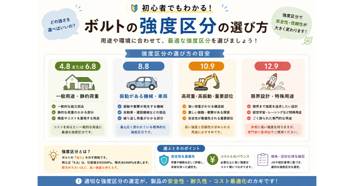 ボルトの強度区分「4.8・8.8・10.9」が示す意味を解説のサムネイル