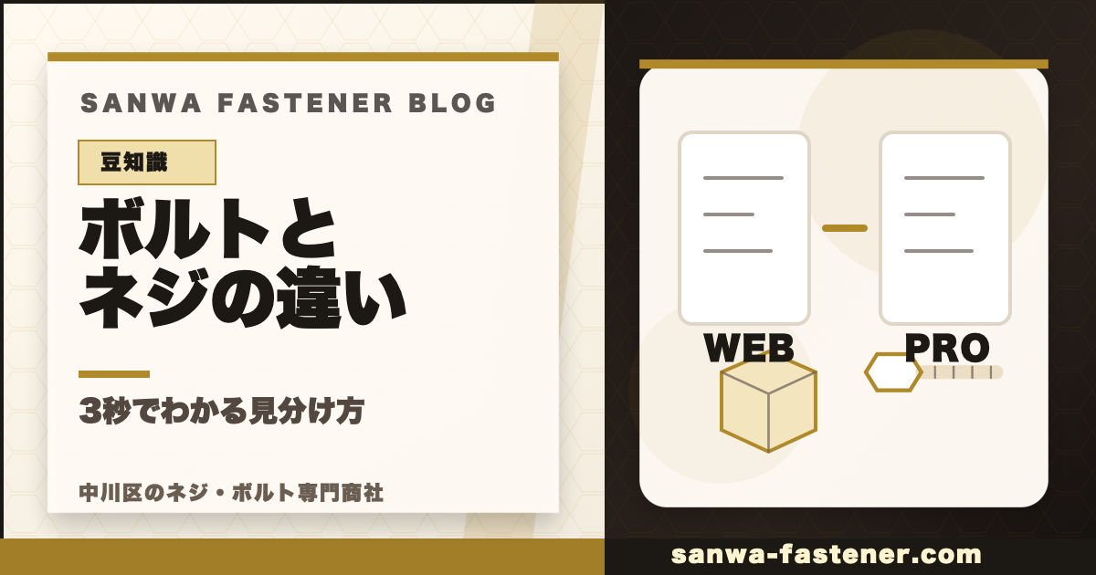 ボルトとネジの違い：3秒でわかる見分け方と使い分けのサムネイル