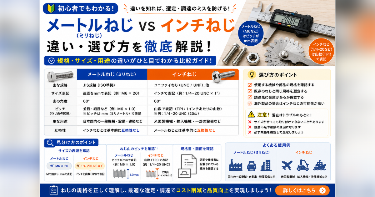 ミリネジとインチネジの混用リスク：輸入機械対応で注意すべきことのサムネイル