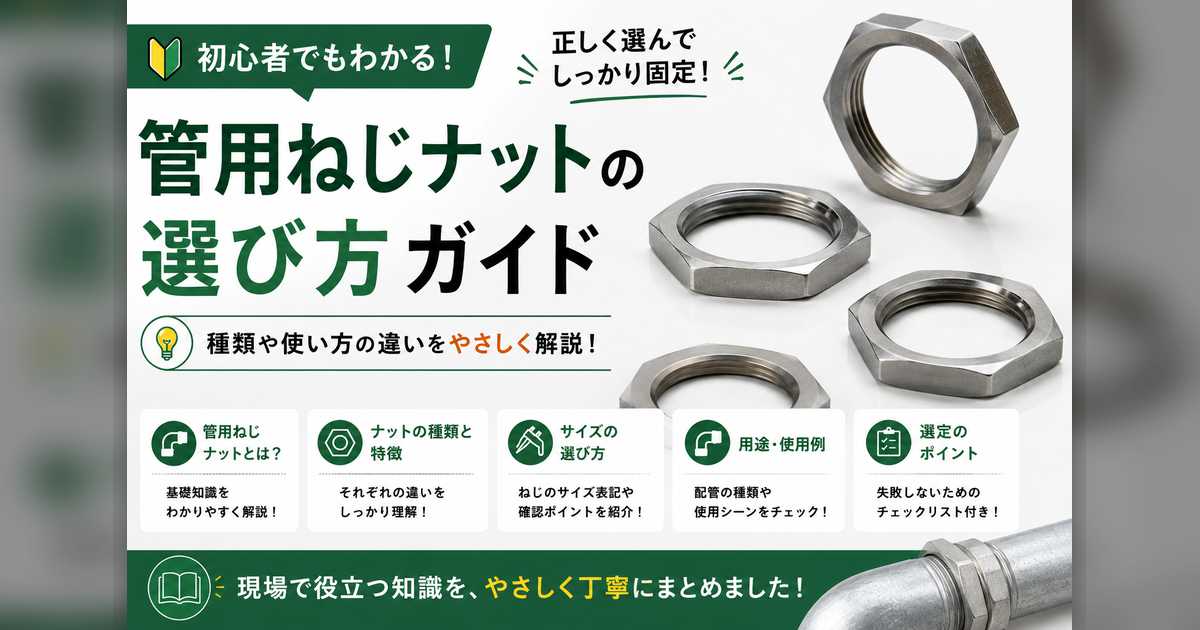 管用ナットとは？初心者にもわかりやすく解説！配管・ガス・水道で使う必須部品のサムネイル