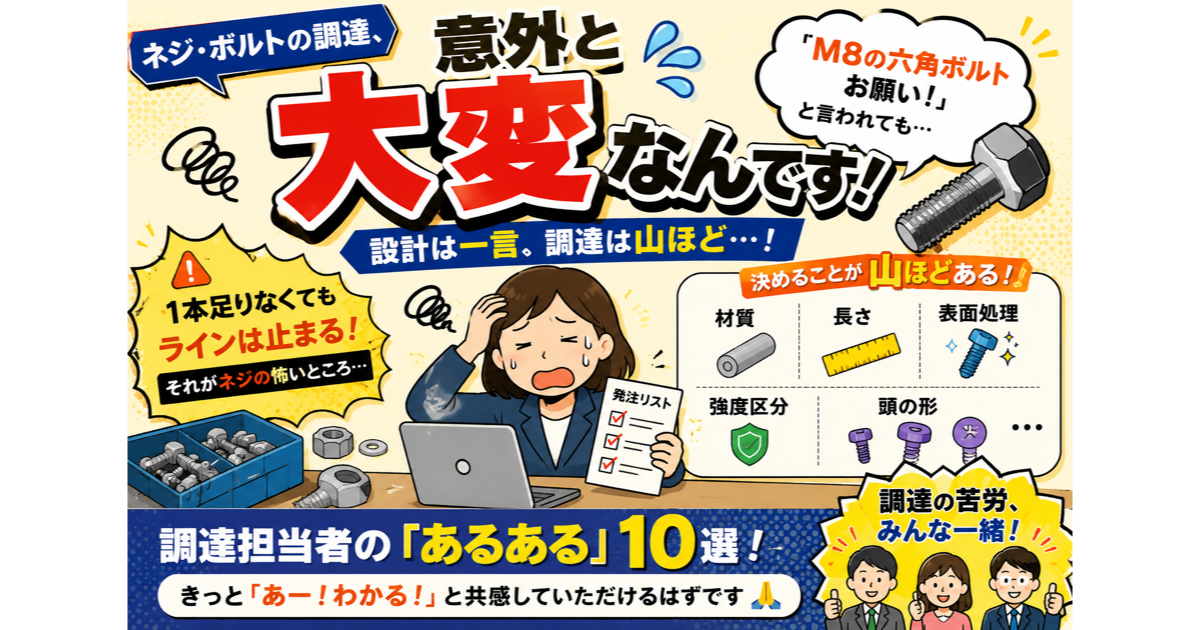 ネジ調達あるある10選｜現場担当者なら絶対共感する「困った！」エピソード集のサムネイル