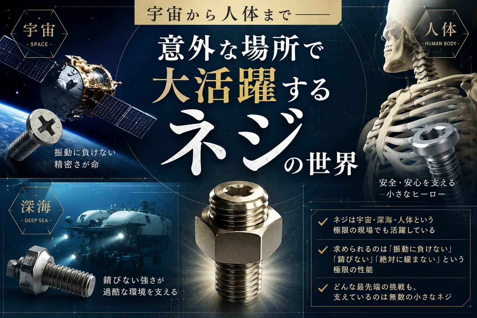 宇宙から人体まで──意外な場所で大活躍するネジの世界のサムネイル