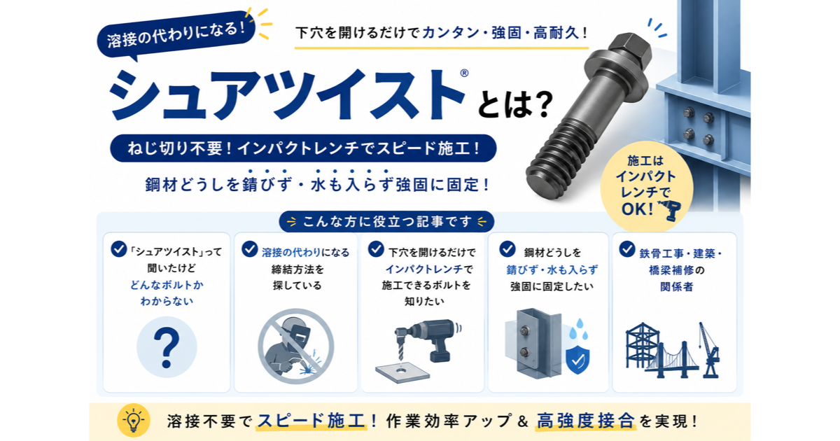 シュアツイストとは？溶接の代替になる魔法のタッピングボルトを初心者向け解説のサムネイル