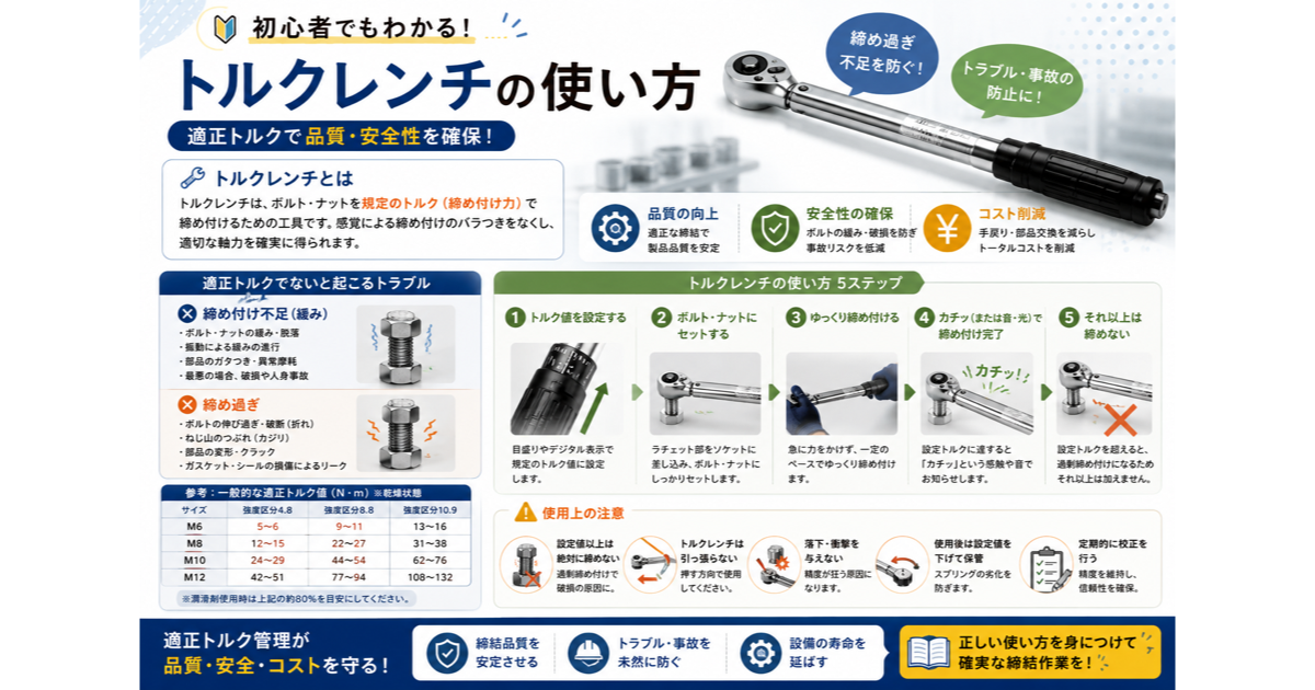 トルクレンチの正しい使い方と選び方：初心者向けガイドのサムネイル